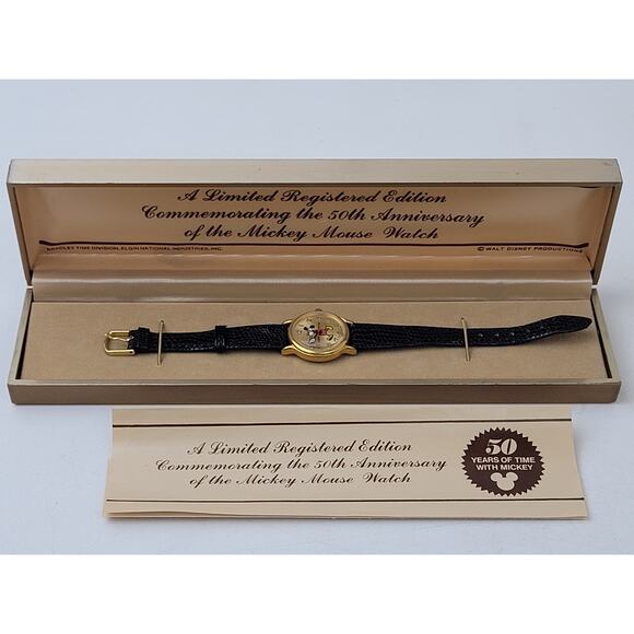 Rare Mickey Mouse Bradley Watch 1970s 50 Years of Time Swiss Made - Picture 2 of 8